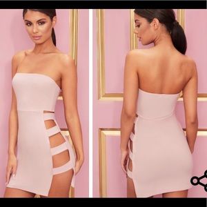 Nude Bandeau Strappy Side Bodycon